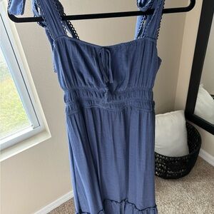 Blue Sleeveless Dress with Tie Straps